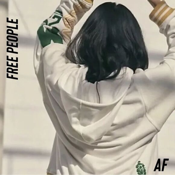 FREE PEOPLE MOVEMENT GRAPHIC POST UP SPORTS HOODIE JACKET NEW SMALL NEW WHITE - Picture 2 of 7